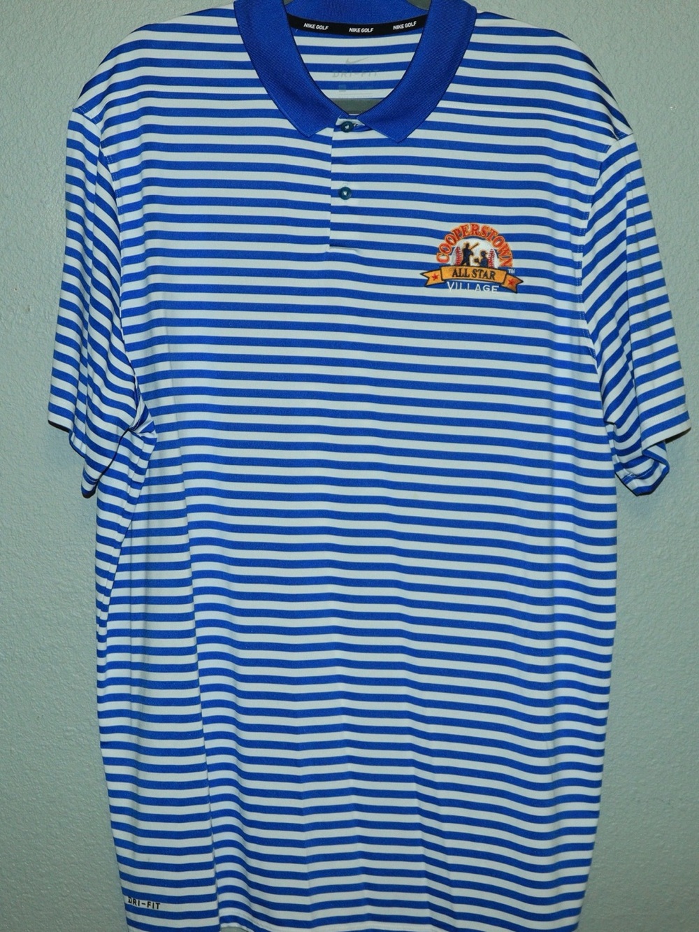 Nike Blue & White Striped Polo Shirt